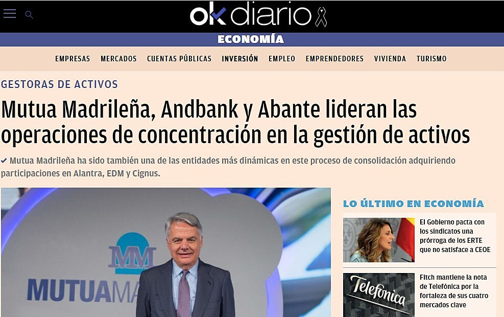 Mutua Madrilea, Andbank y Abante lideran las operaciones de concentracin en la gestin de activos